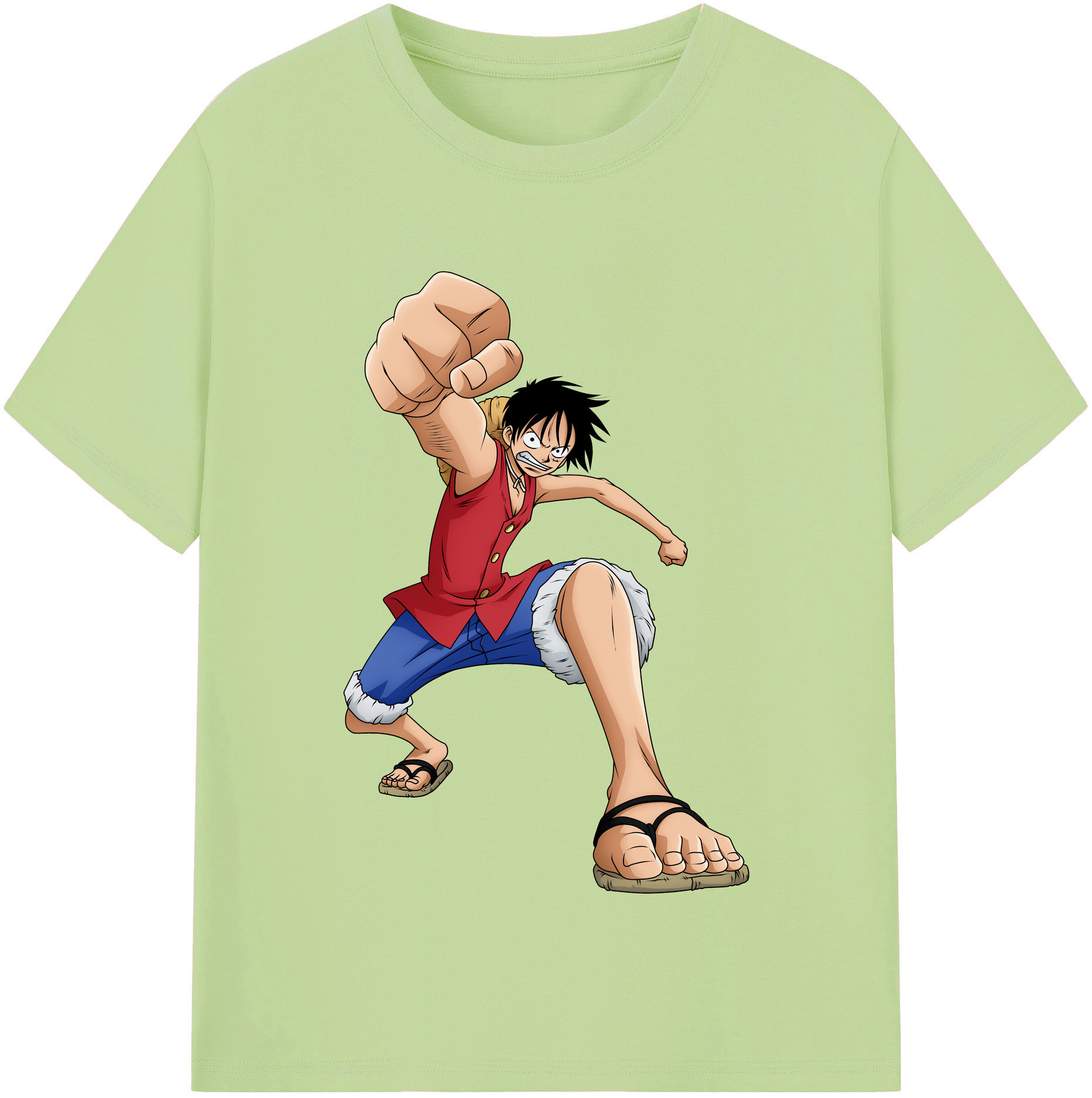 ワンピース モンキー・D・ルフィ ONE PIECE Monkey D. Luffy 綿100％半袖Tシャツ（フロントプリント）